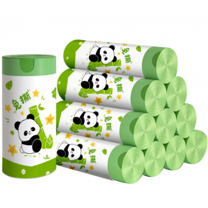 免撕熊猫抽绳垃圾袋宿舍家用手提式卡通印花加厚塑料袋