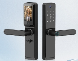 猫眼可视指纹锁带摄像头远程家用防盗入户门木门涂鸦智能门锁
